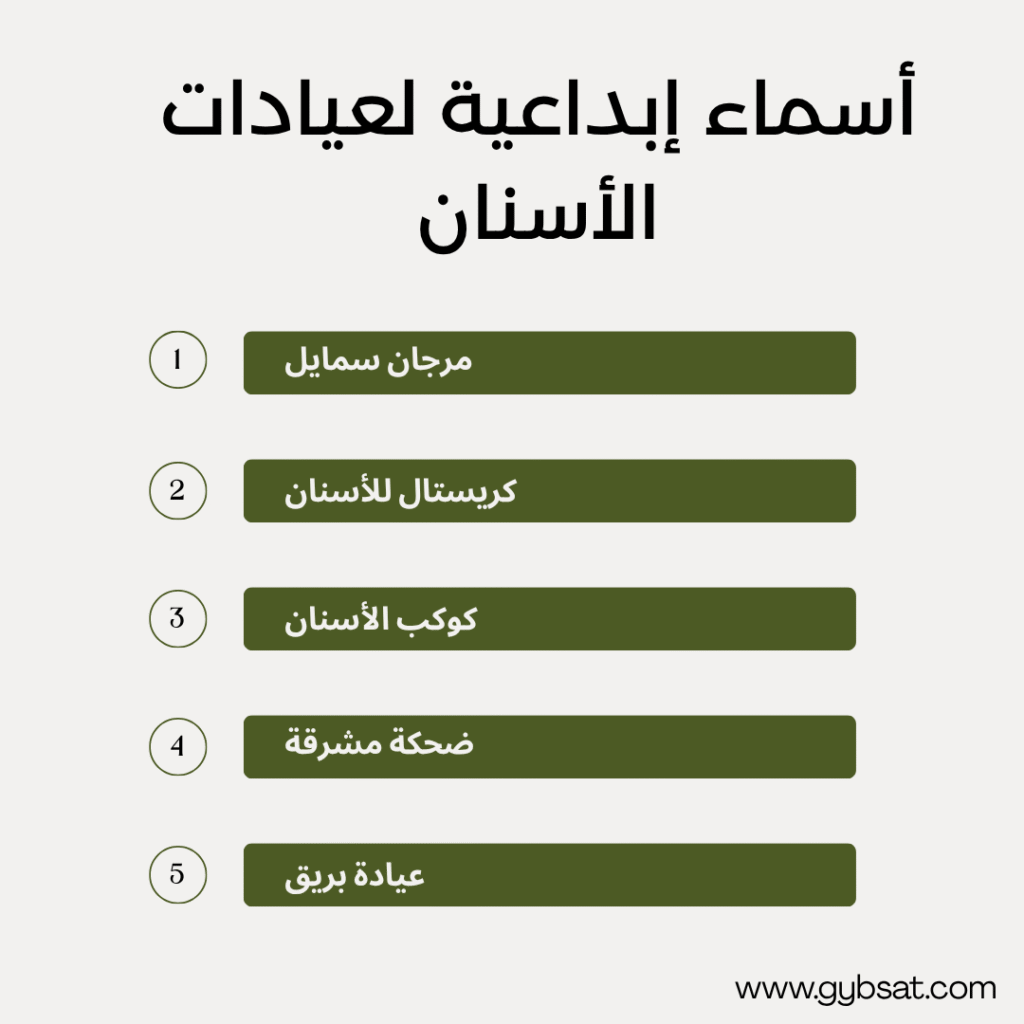 أسماء إبداعية لعيادات الأسنان