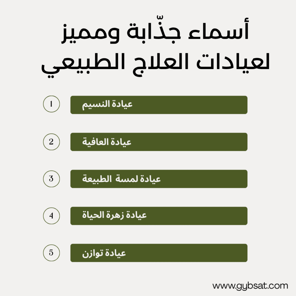 أسماء جذّابة ومميز لعيادات العلاج الطبيعي