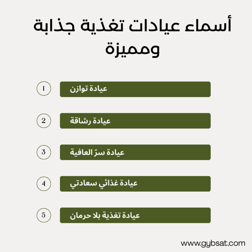 أسماء عيادات تغذية جذابة ومميزة