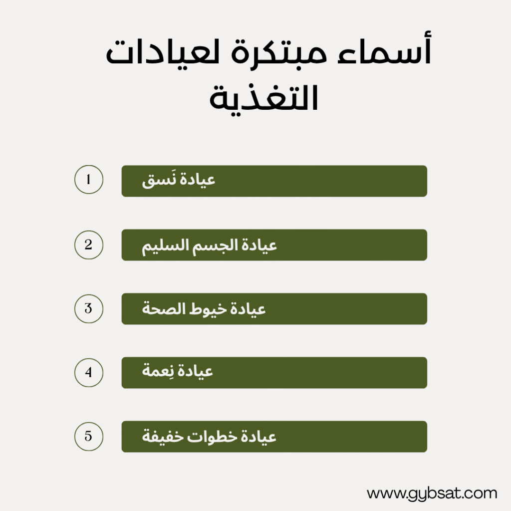 أسماء مبتكرة لعيادات التغذية