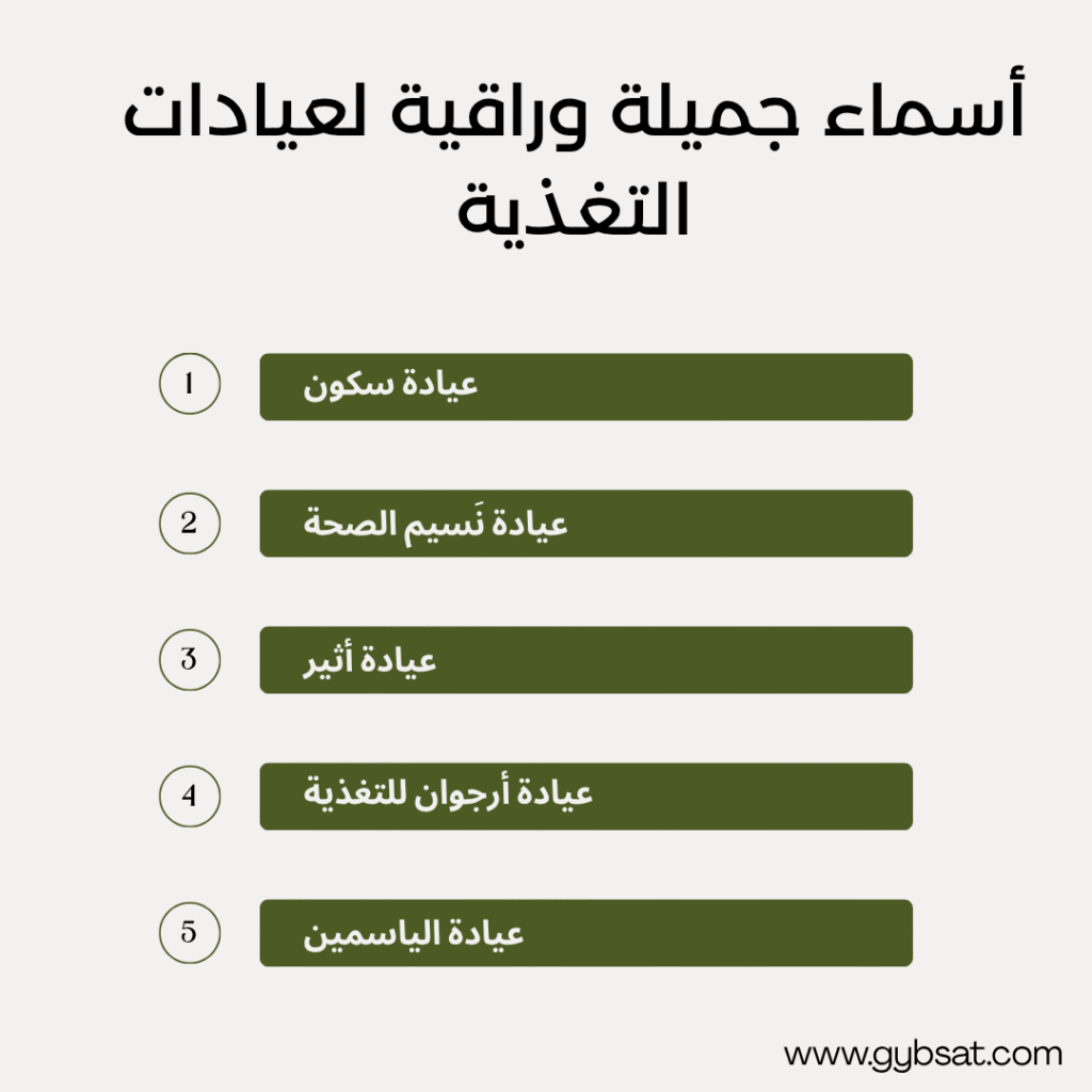 أسماء جميلة وراقية لعيادات التغذية