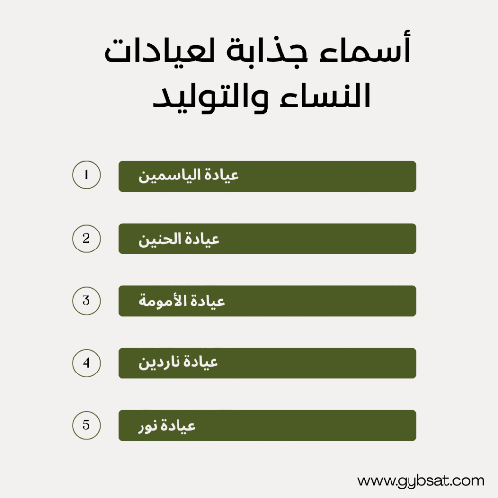 أسماء جذابة لعيادات النساء والتوليد