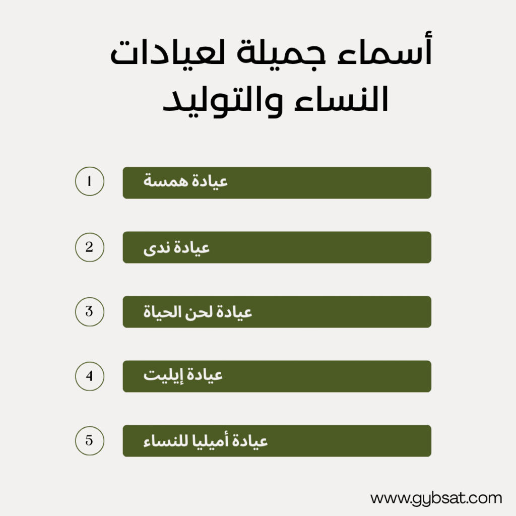 أسماء جميلة لعيادات النساء والتوليد