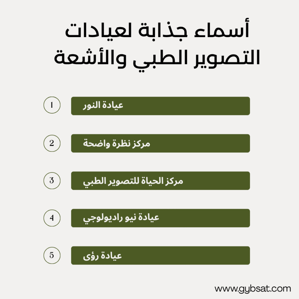 أسماء جذابة لعيادات التصوير الطبي والأشعة