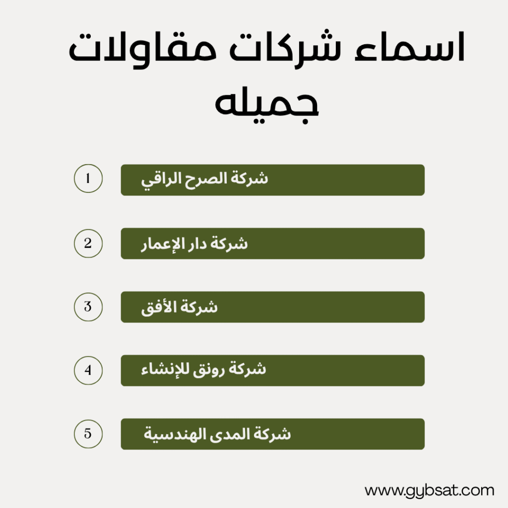 أسماء شركات مقاولات جميله