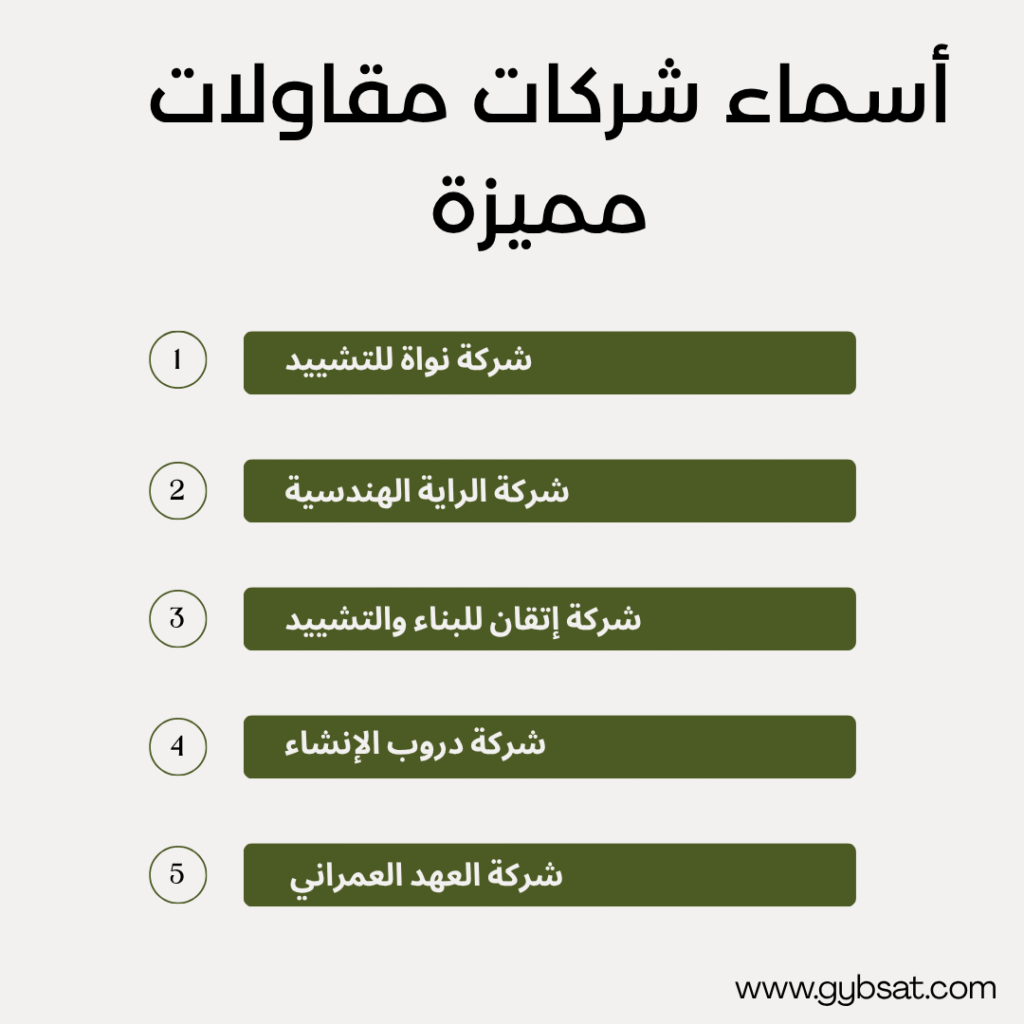 أسماء شركات مقاولات مميزة