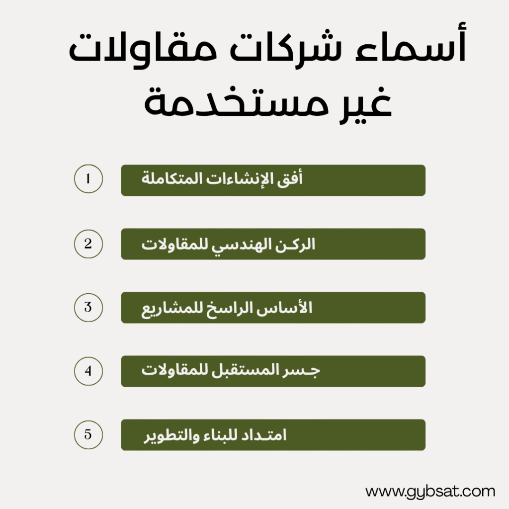 أسماء شركات مقاولات غير مستخدمة