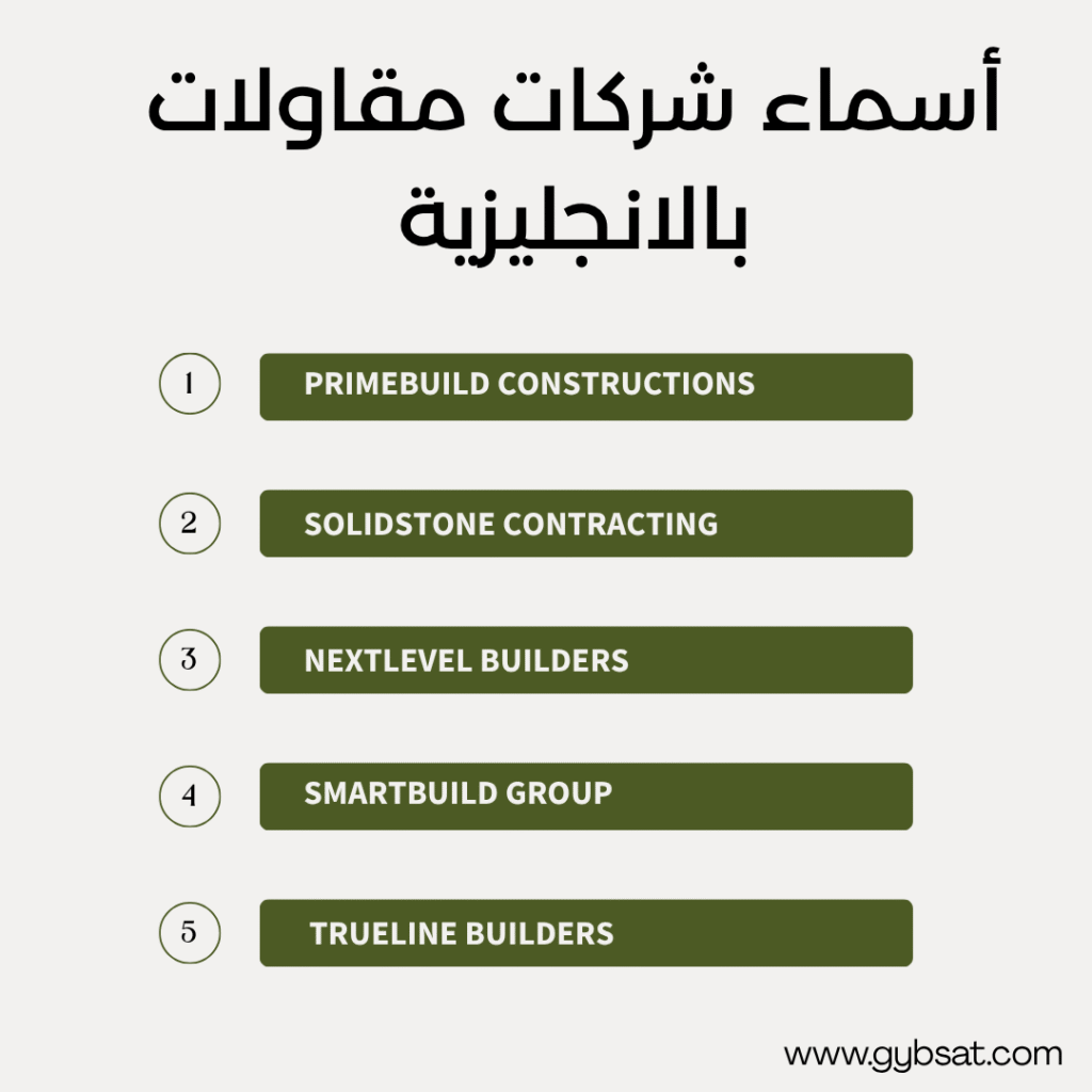 أسماء شركات مقاولات بالانجليزية