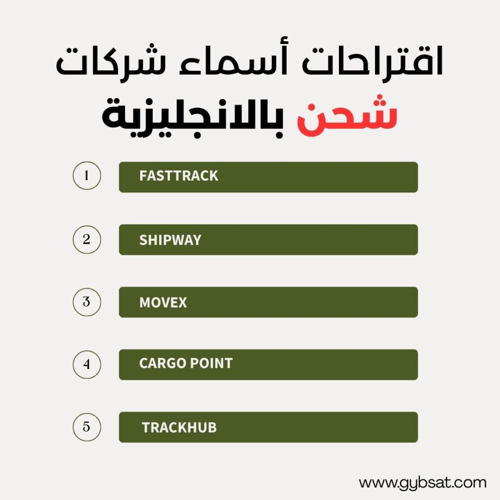 اقتراحات أسماء شركات شحن بالإنجليزية