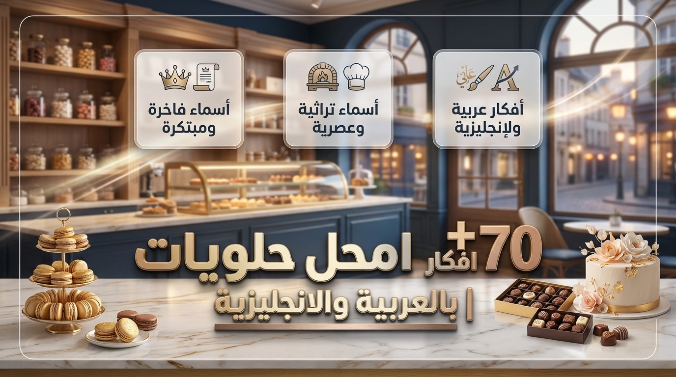 +70 افكار اسماء محل حلويات | بالعربية والانجليزية